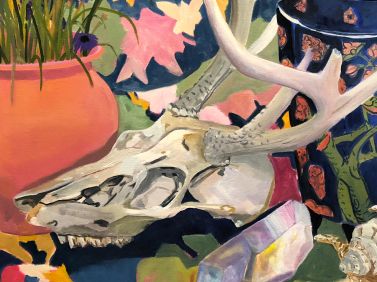Anna Valdez- Deer Skull with Blue Vase (Detail)